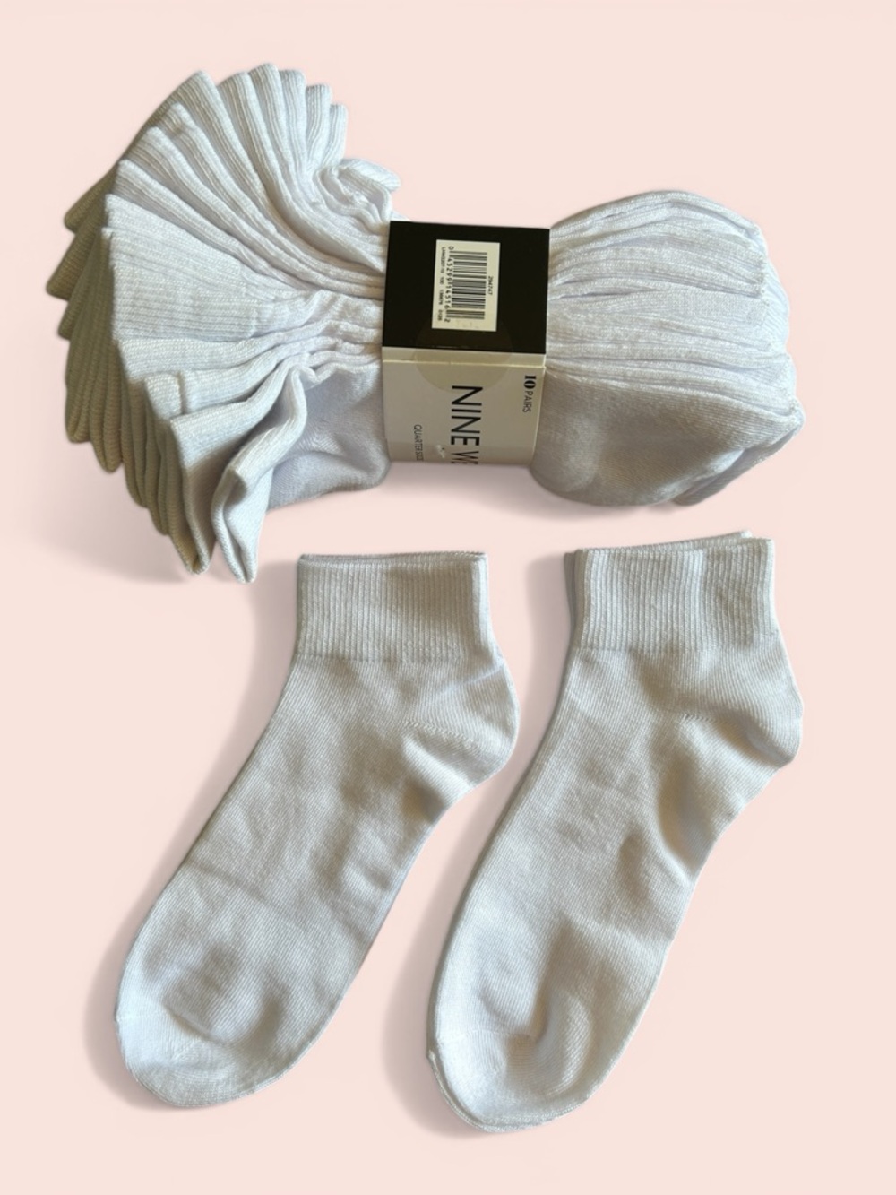 Nine West NWT Women's Size 5-10 White Quarter Crew Socks Pack of 10 + 2 Bonus
